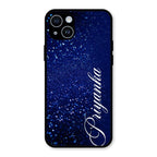 Glitter Customize Glass Case Cover Blue For iPhone 14 Plus
