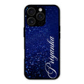 Glitter Customize Glass Case Cover Blue For iPhone 16 Pro Max
