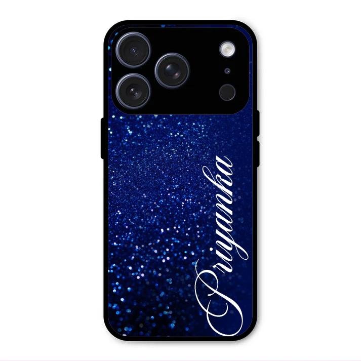 Glitter Customize Glass Case Cover Blue For iPhone 17 Pro Max
