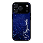 Glitter Customize Glass Case Cover Blue For iPhone 17 Pro Max