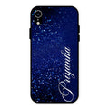 Glitter Customize Glass Case Cover Blue For iPhone XR