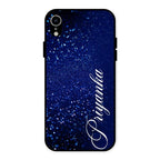 Glitter Customize Glass Case Cover Blue For iPhone XR