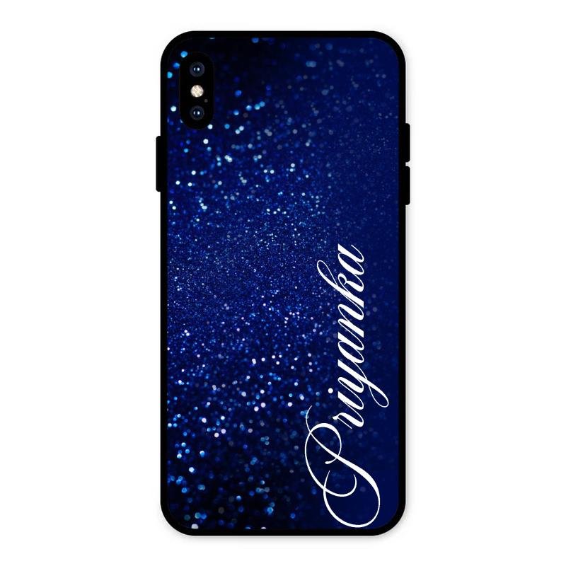 Glitter Customize Glass Case Cover Blue For iPhone XS Max
