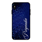 Glitter Customize Glass Case Cover Blue For iPhone XS Max