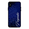Glitter Customize Glass Case Cover Blue For iPhone XS