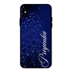 Glitter Customize Glass Case Cover Blue For iPhone XS