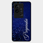 Glitter Customize Glass Case Cover Blue For Iqoo 11 5G