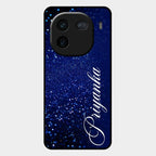Glitter Customize Glass Case Cover Blue For Iqoo 12 5G