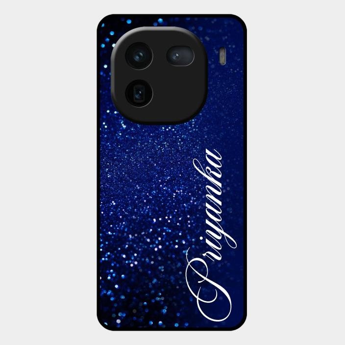 Glitter Customize Glass Case Cover Blue For Iqoo 12 5G