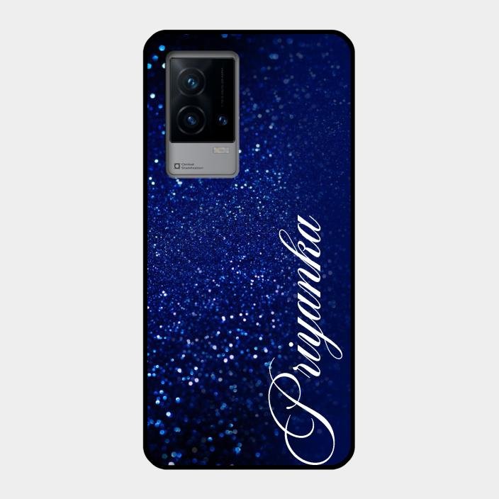 Glitter Customize Glass Case Cover Blue For Iqoo 9 5G