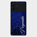 Glitter Customize Glass Case Cover Blue For Iqoo 9 Pro 5G