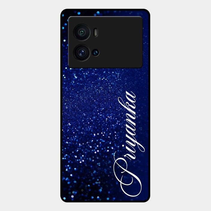 Glitter Customize Glass Case Cover Blue For Iqoo 9 Pro 5G