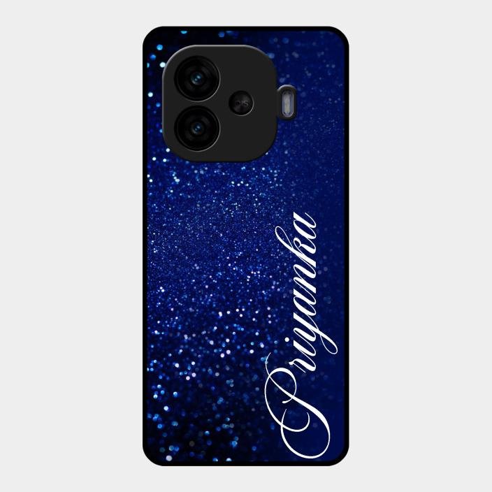 Glitter Customize Glass Case Cover Blue For Iqoo Neo 10R 5G