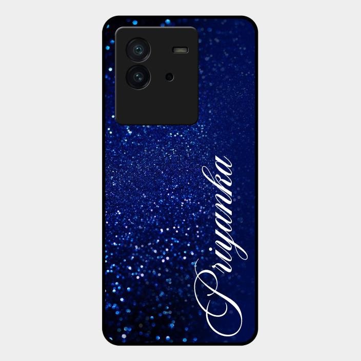Glitter Customize Glass Case Cover Blue For Iqoo Neo 6 5G