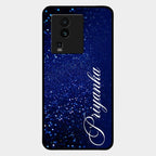 Glitter Customize Glass Case Cover Blue For Iqoo Neo 7 Pro 5G
