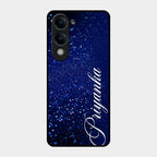 Glitter Customize Glass Case Cover Blue For Iqoo Z10 Lite