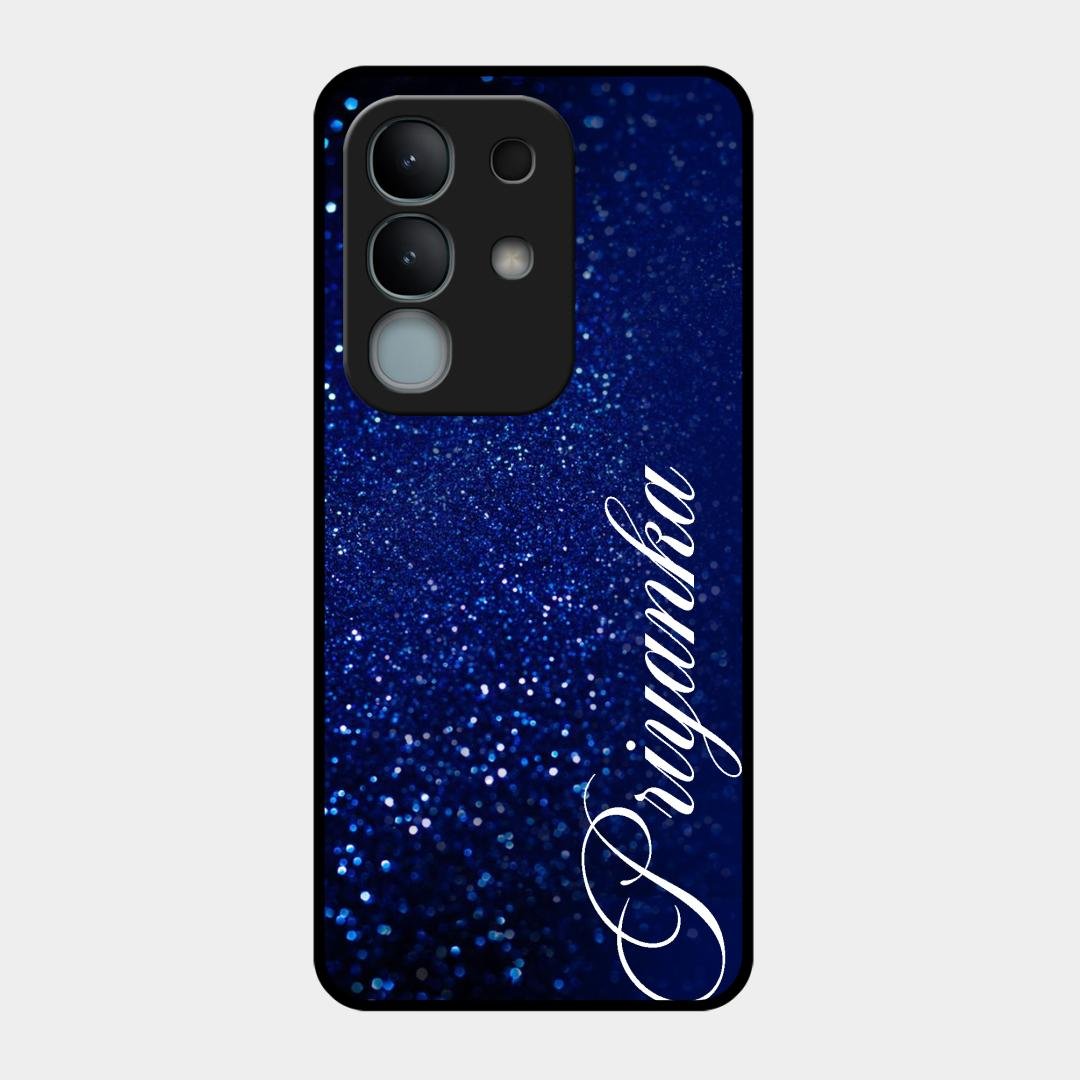 Glitter Customize Glass Case Cover Blue For iQOO Z10x 5G