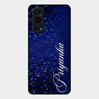 Glitter Customize Glass Case Cover Blue For Iqoo Z3 5G