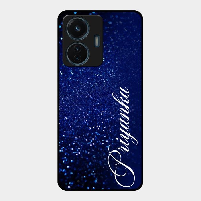 Glitter Customize Glass Case Cover Blue For Iqoo Z6 44W