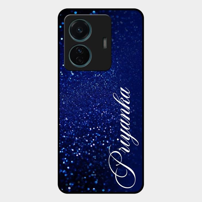 Glitter Customize Glass Case Cover Blue For Iqoo Z6 Pro 5G