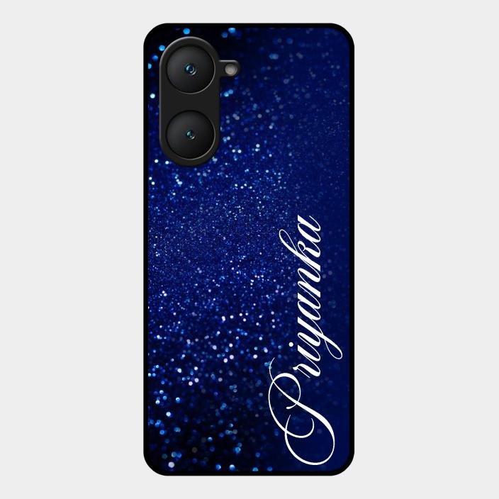 Glitter Customize Glass Case Cover Blue For Iqoo Z9 Lite 5G