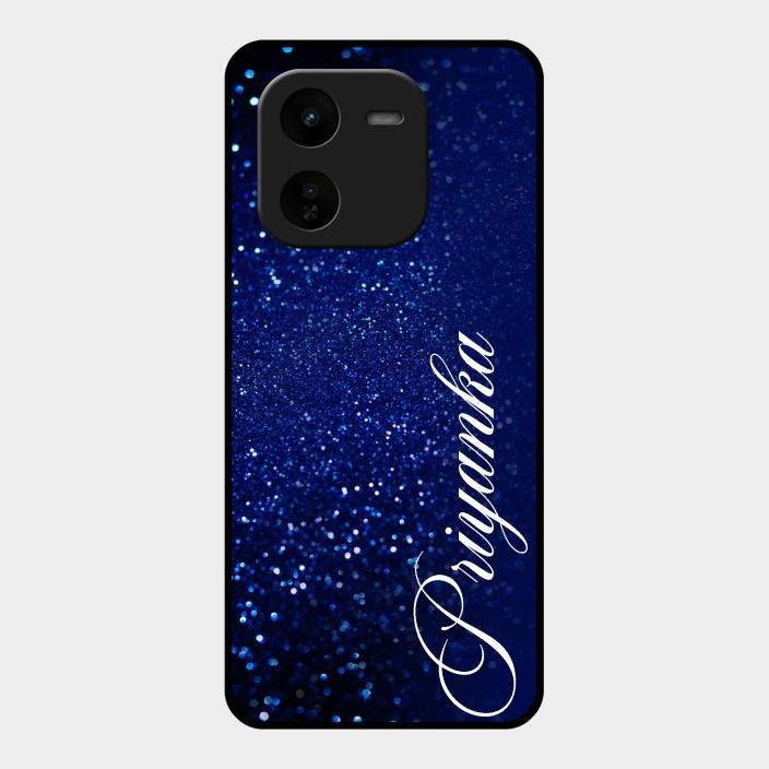 Glitter Customize Glass Case Cover Blue For Iqoo Z9X 5G