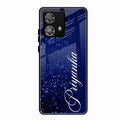 Glitter Customize Glass Case Cover Blue For Motorola Edge 40 5G