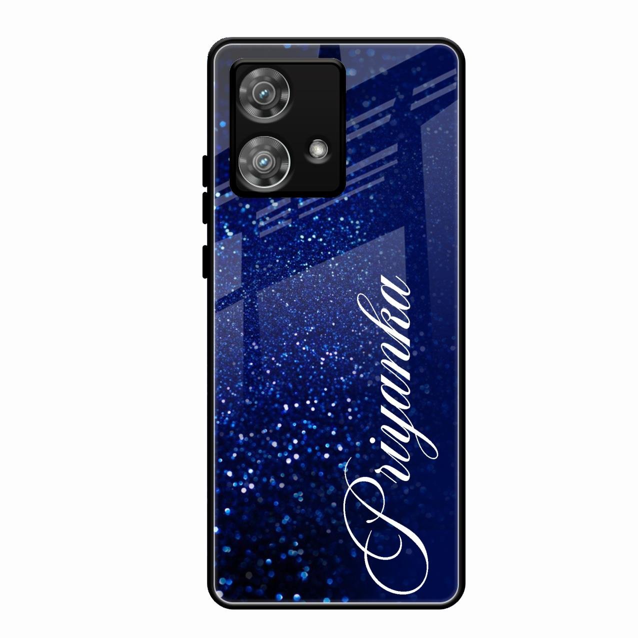 Glitter Customize Glass Case Cover Blue For Motorola Edge 40 5G