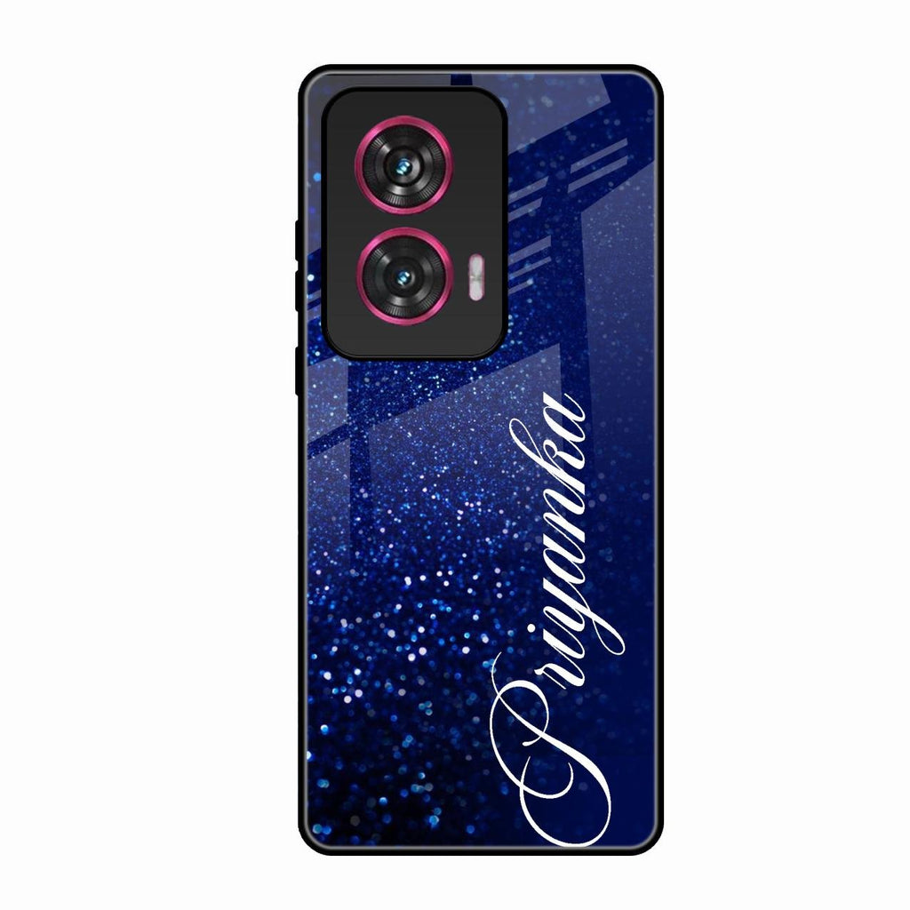 Glitter Customize Glass Case Cover Blue For Motorola Edge 50 Fusion 5G