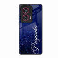 Glitter Customize Glass Case Cover Blue For Motorola Edge 50 Fusion 5G