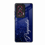 Glitter Customize Glass Case Cover Blue For Motorola Edge 50 Fusion 5G