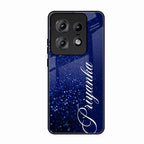 Glitter Customize Glass Case Cover Blue For Motorola Edge 50 Pro