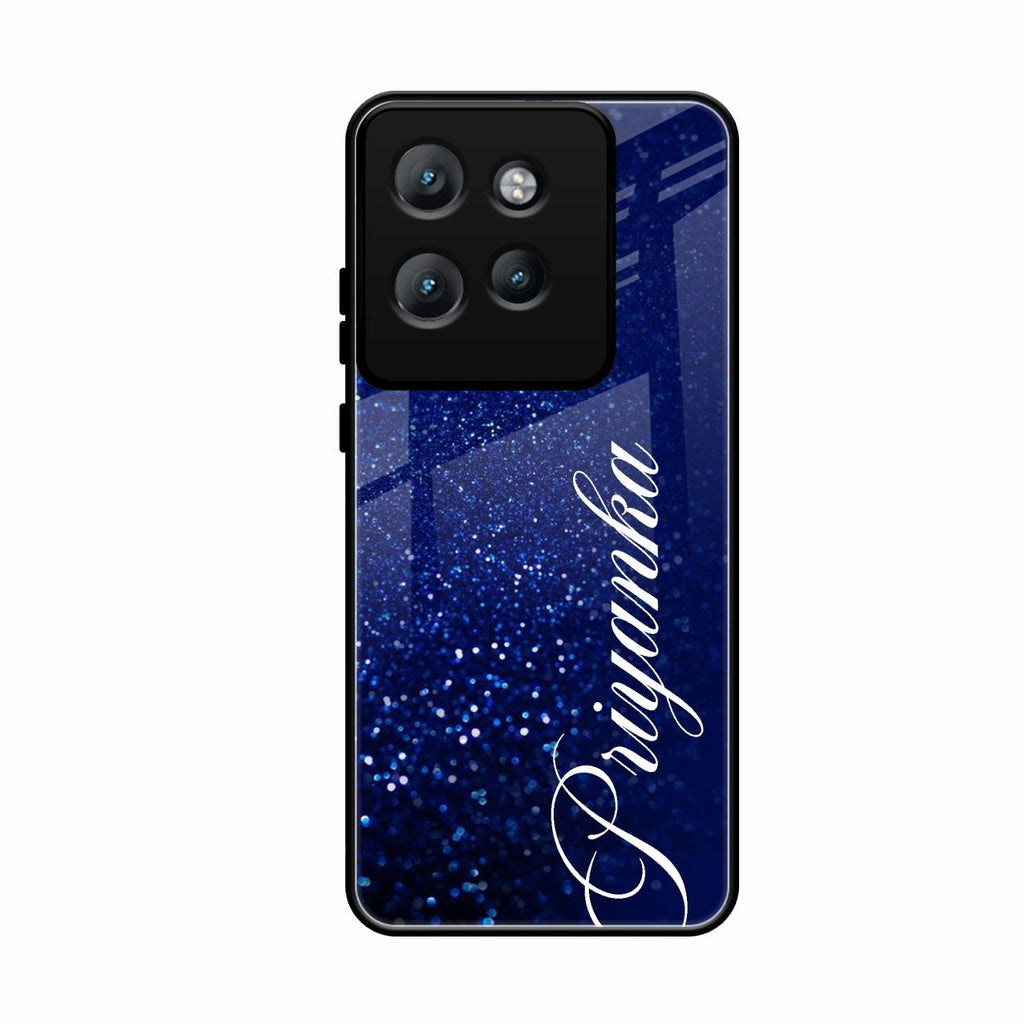 Glitter Customize Glass Case Cover Blue For Motorola Edge 50
