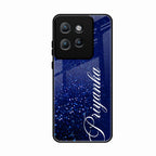Glitter Customize Glass Case Cover Blue For Motorola Edge 50