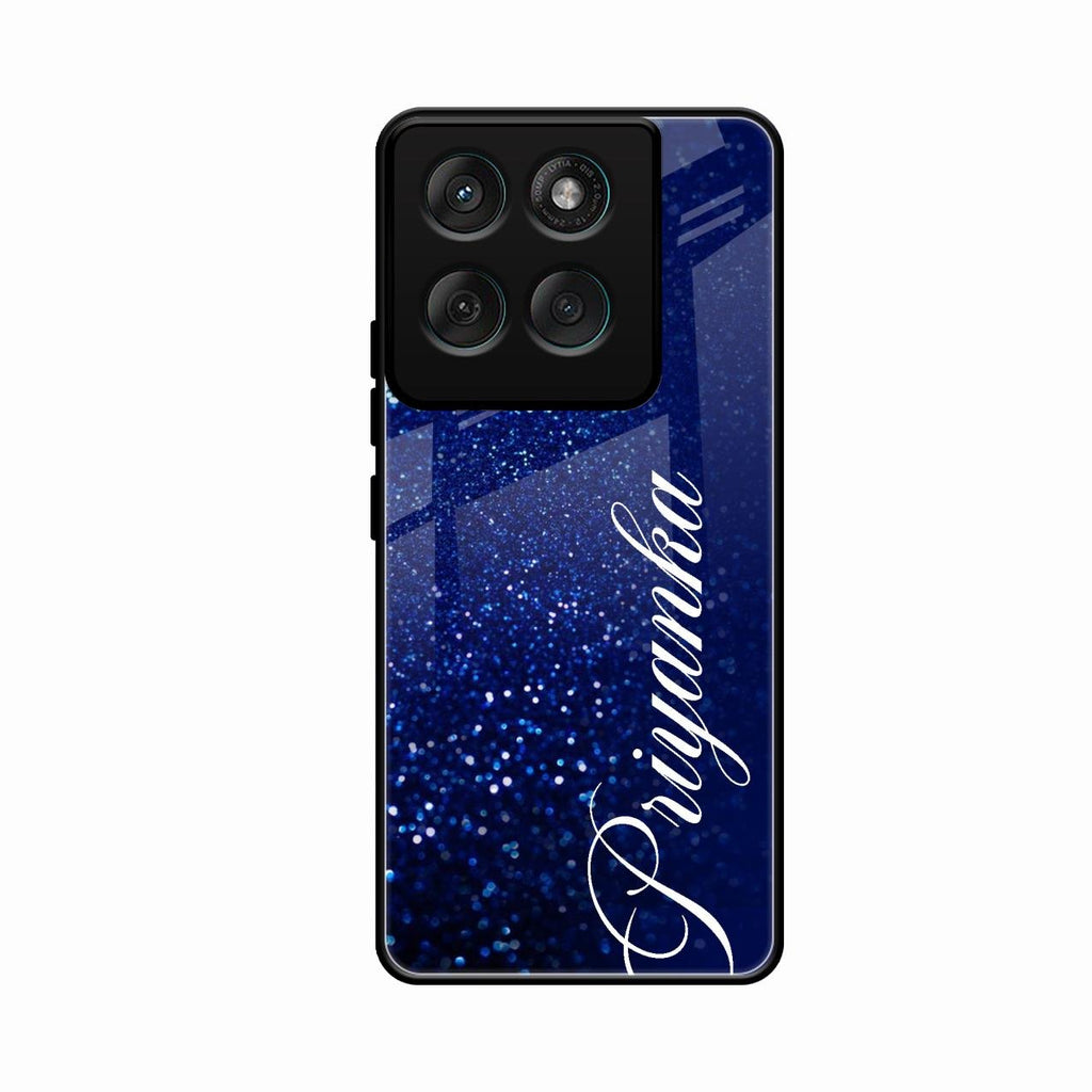 Glitter Customize Glass Case Cover Blue For Motorola Edge 60 Fusion 5G