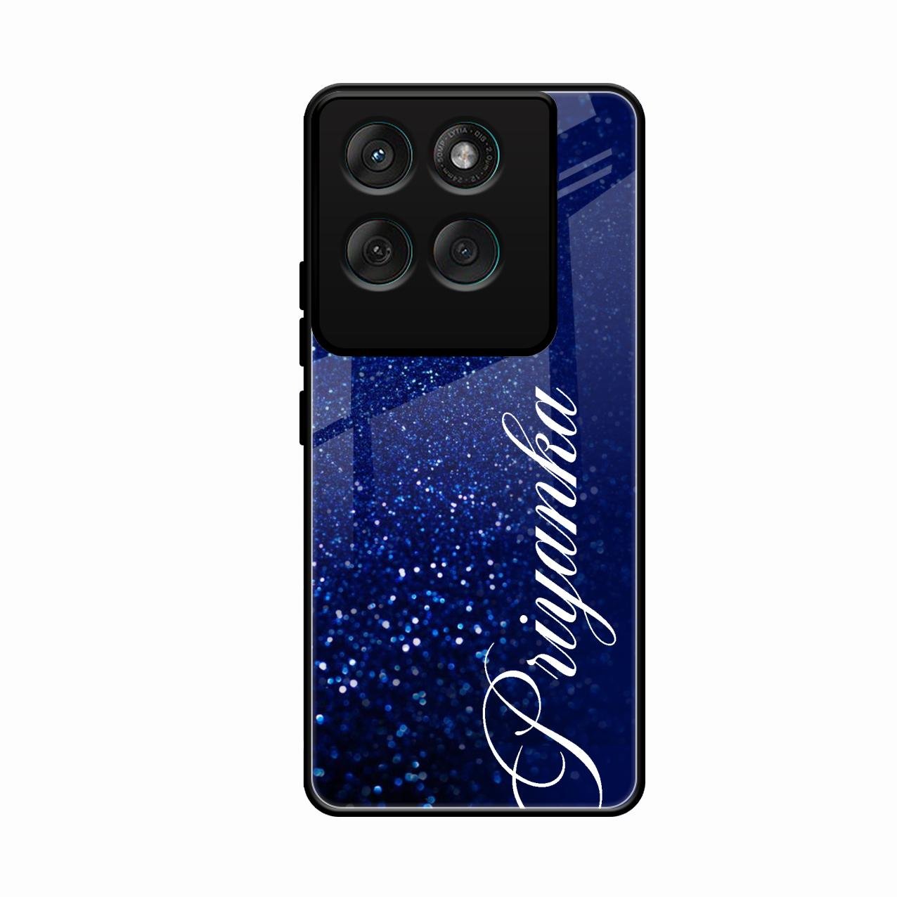 Glitter Customize Glass Case Cover Blue For Motorola Edge 60 Pro 5G
