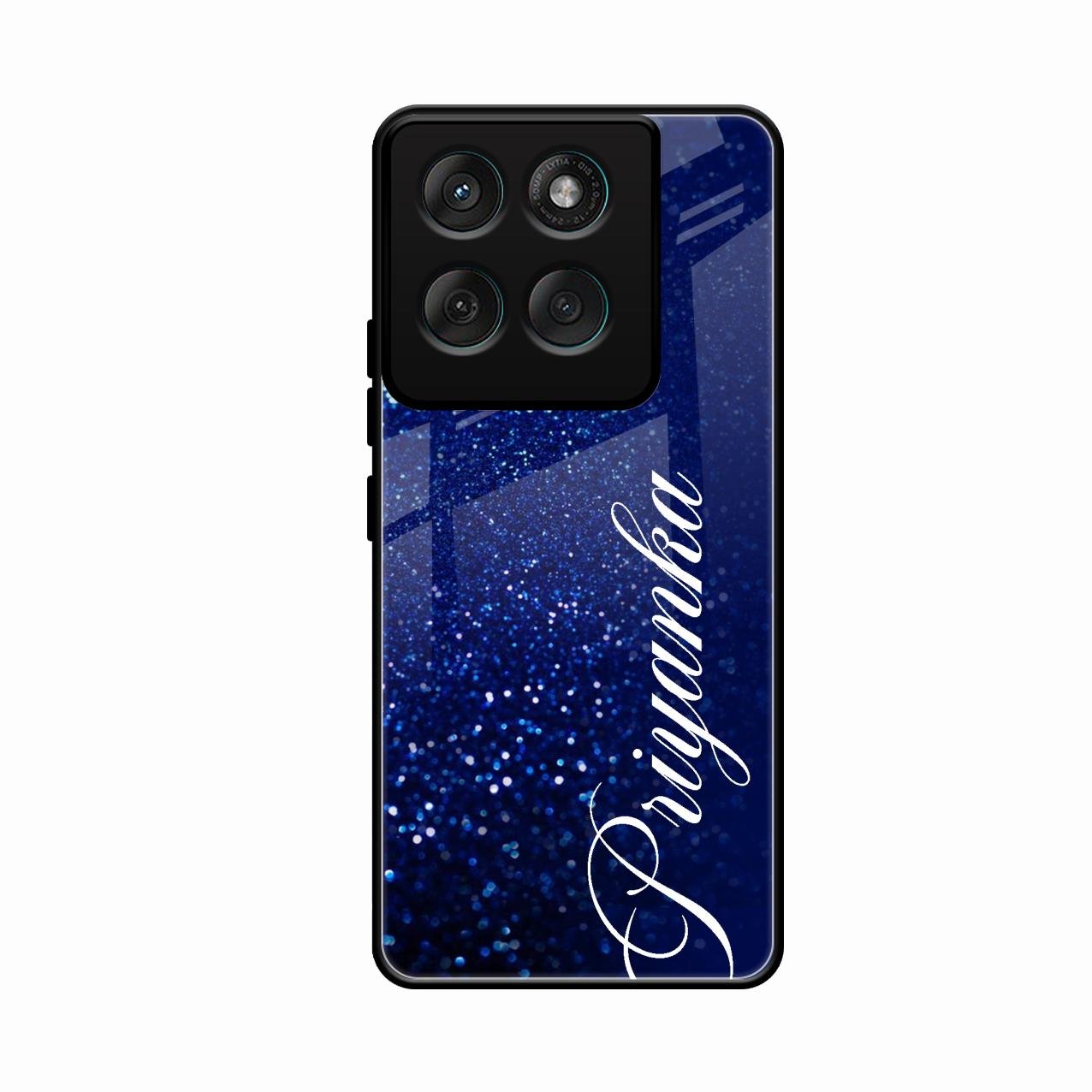 Glitter Customize Glass Case Cover Blue For Motorola Edge 60 Stylus 5G