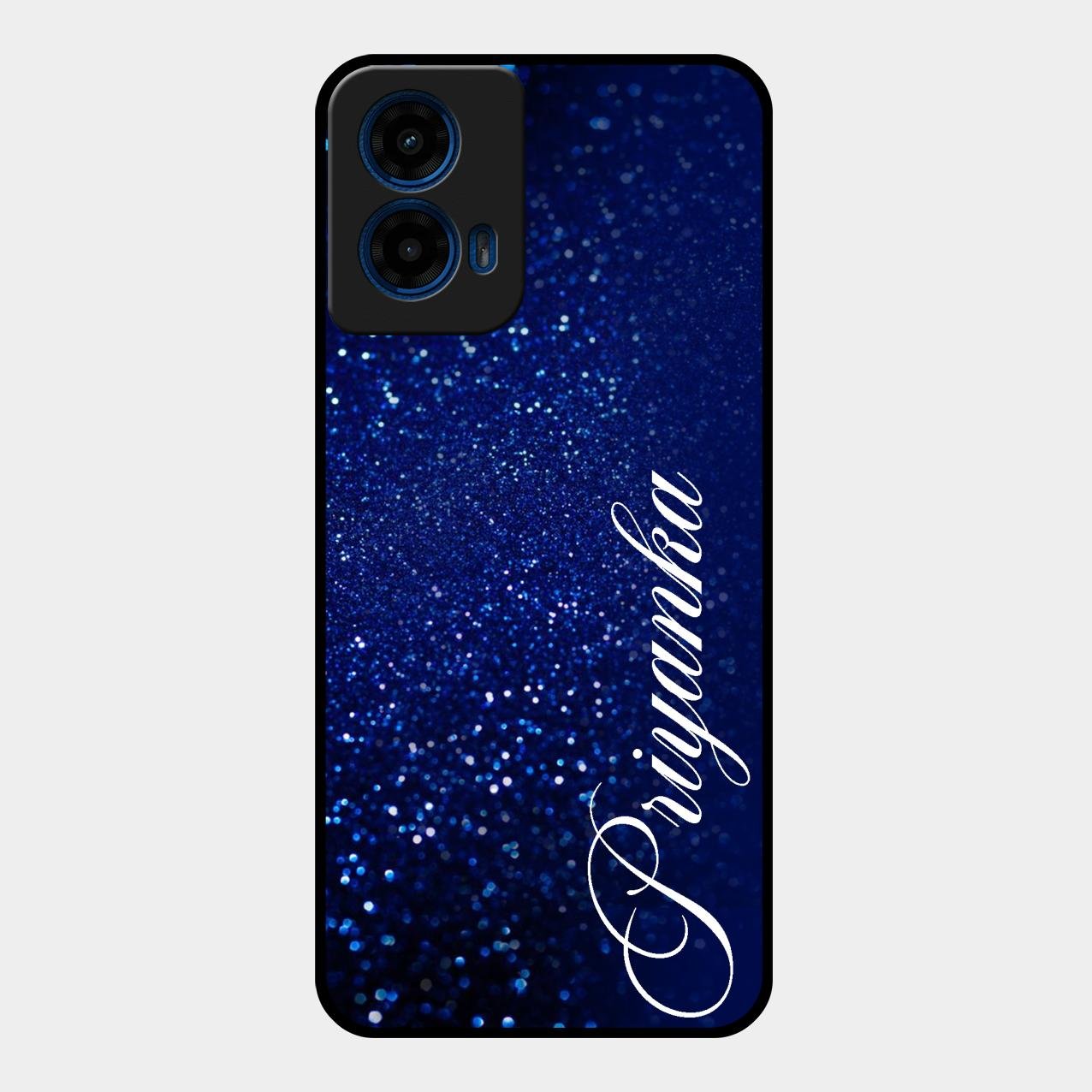 Glitter Customize Glass Case Cover Blue For Motorola G45 5G