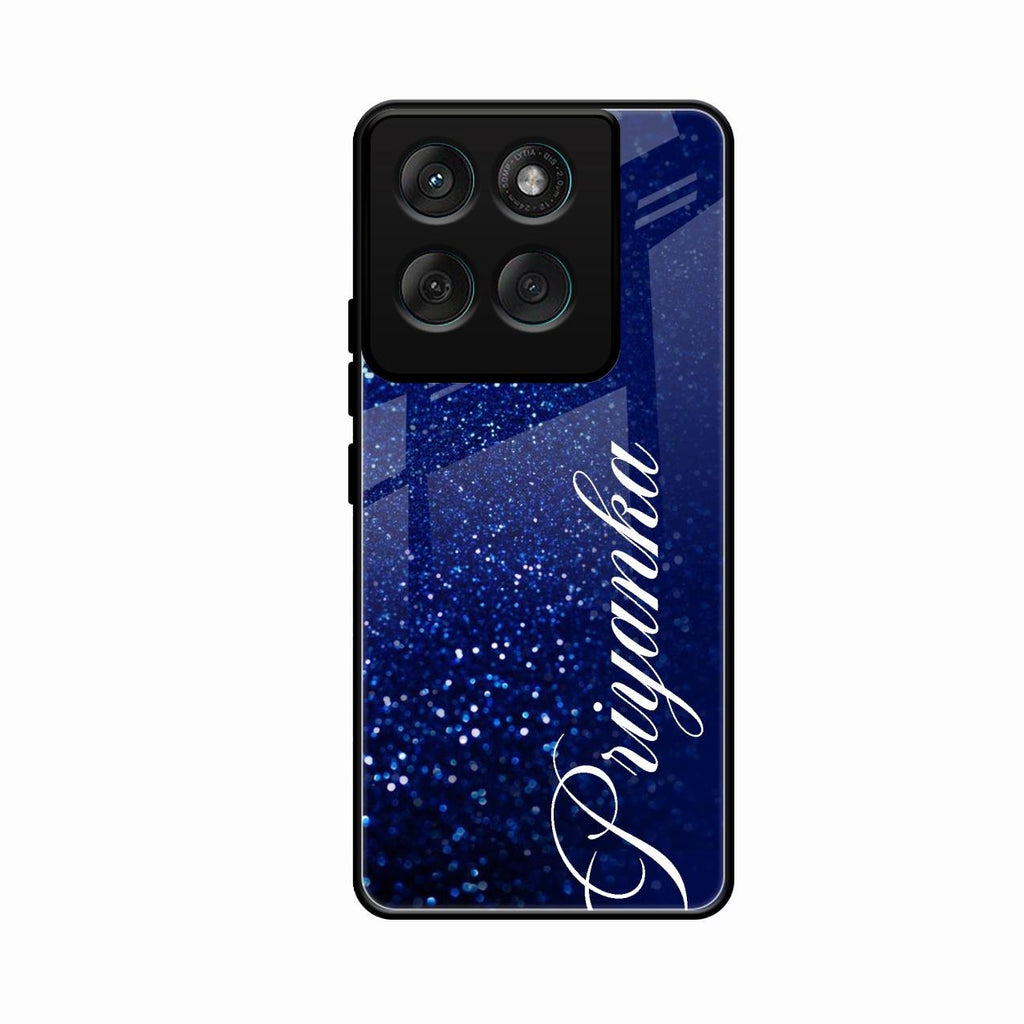 Glitter Customize Glass Case Cover Blue For Motorola G57 Power 5G