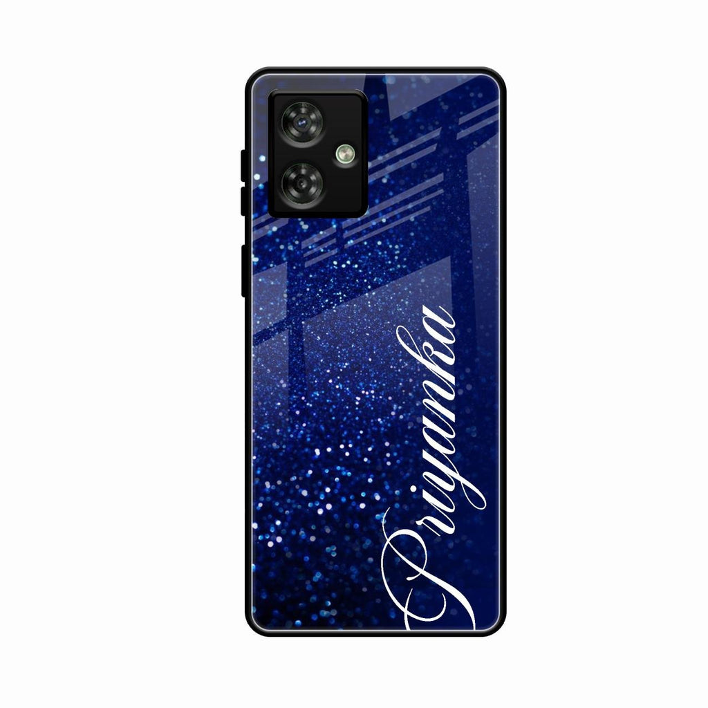 Glitter Customize Glass Case Cover Blue For Motorola G64 5G