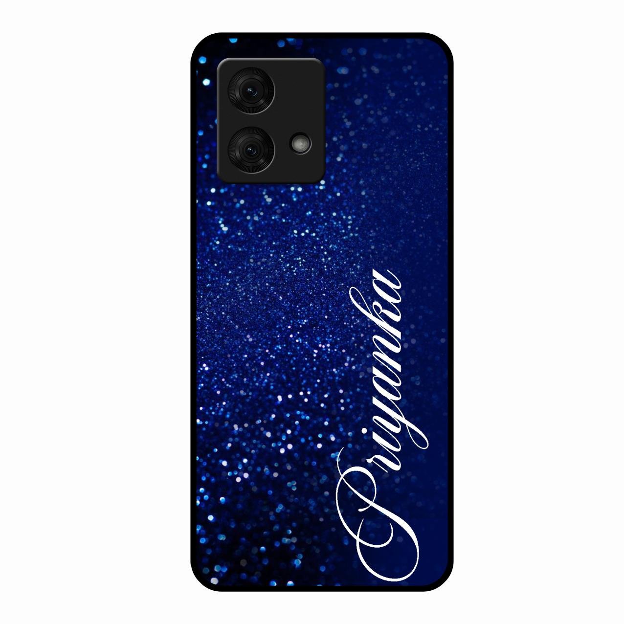 Glitter Customize Glass Case Cover Blue For Motorola G84 5G