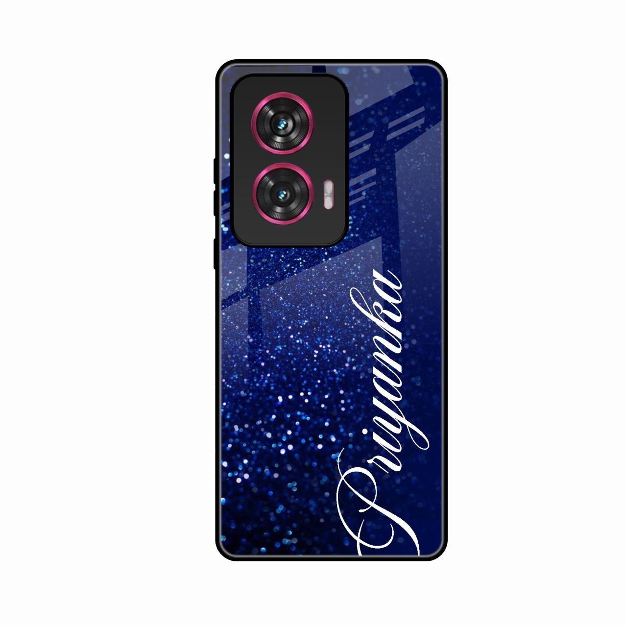 Glitter Customize Glass Case Cover Blue For Motorola G85 5G