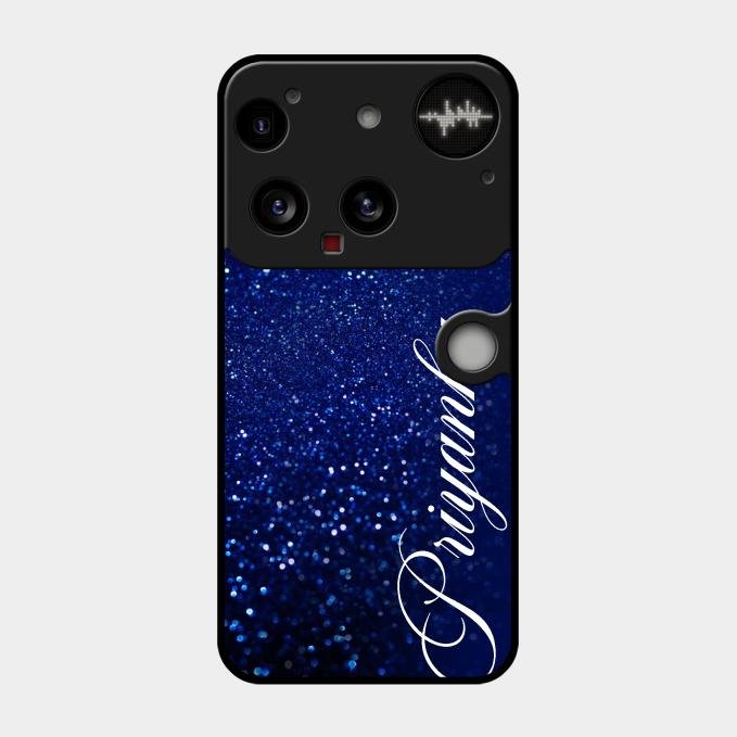 Glitter Customize Glass Case Cover Blue For Nothing Phone 3
