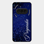 Glitter Customize Glass Case Cover Blue For Nothing Phone 3a