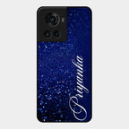 Glitter Customize Glass Case Cover Blue For Oneplus 10R 5G
