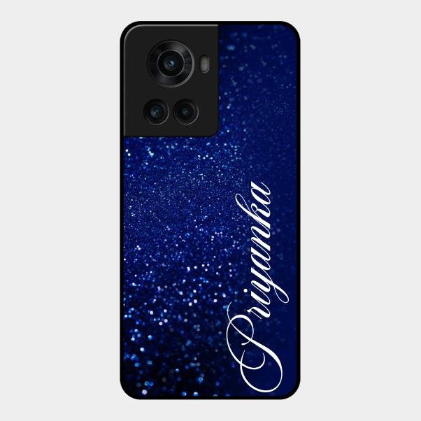 Glitter Customize Glass Case Cover Blue For Oneplus 10R 5G