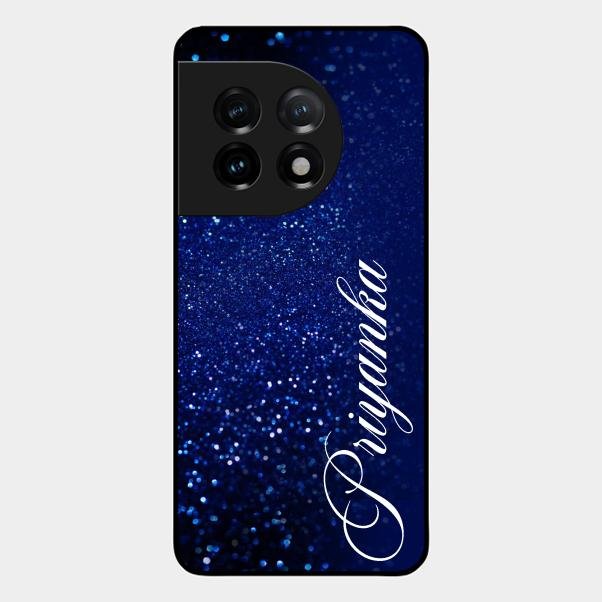Glitter Customize Glass Case Cover Blue For Oneplus 11 5G