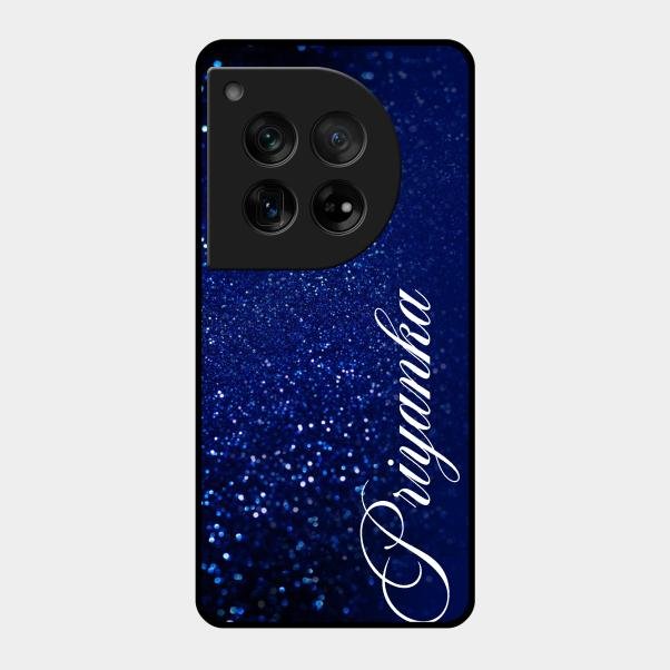 Glitter Customize Glass Case Cover Blue For Oneplus 12 5G