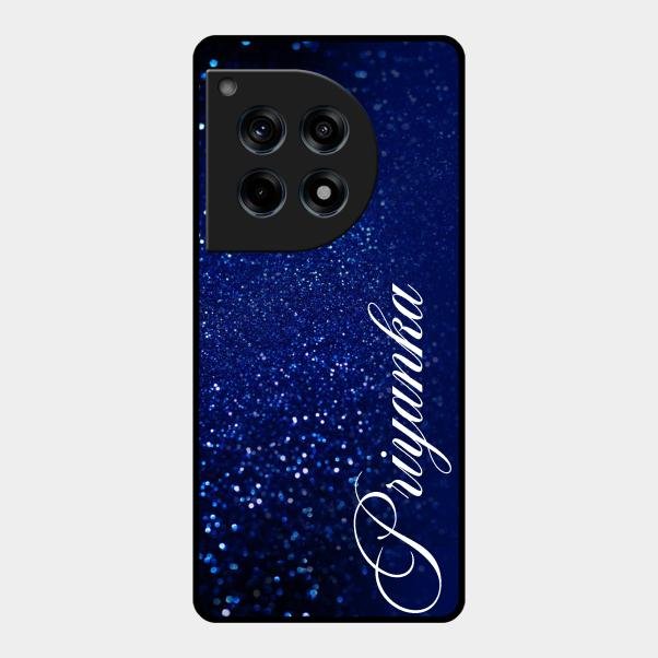 Glitter Customize Glass Case Cover Blue For Oneplus 12R 5G