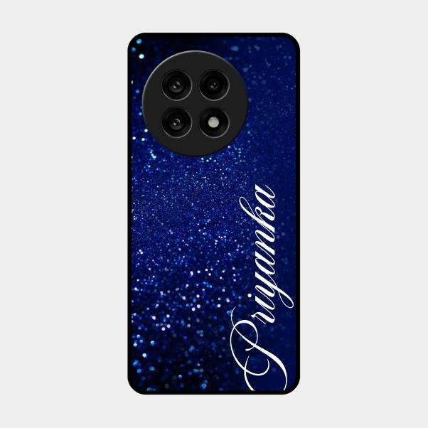 Glitter Customize Glass Case Cover Blue For Oneplus 13R 5G